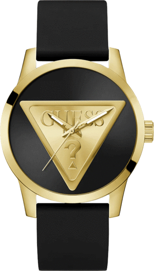 Guess Mens Black Gold Tone Analog Watch GW0781G4