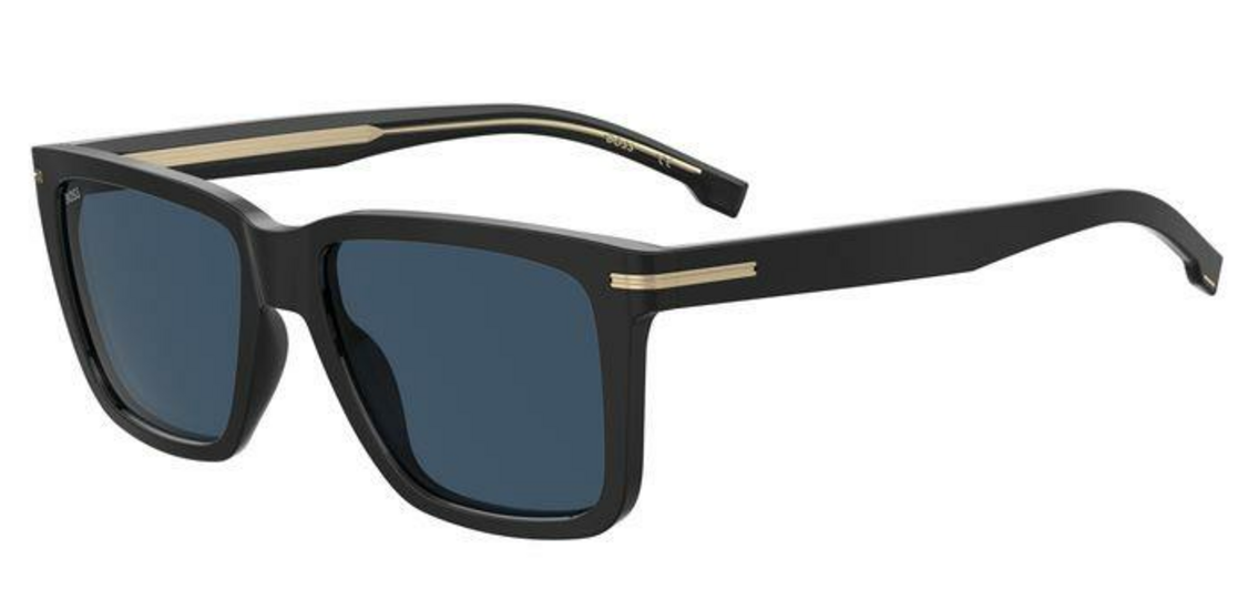 HUGO BOSS BLACK-ACETATE SUNGLASSES WITH SIGNATURE GOLD-TONE DETAIL 1598/S 807/KU