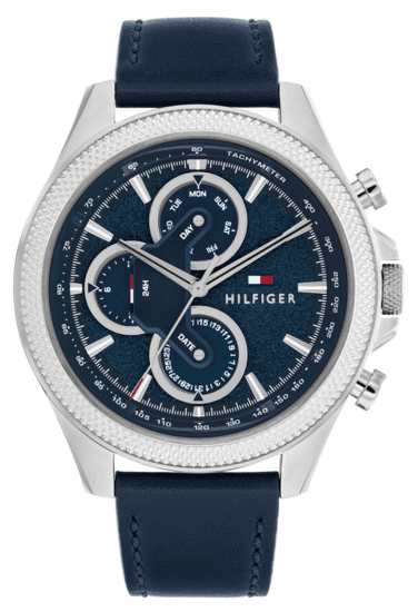 Tommy Hilfiger Navy Leather Strap Sub-Counter Watch 1792165